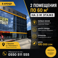 Сдаю 2 помещение по 60 м2, в центре города район рынка "Мадина"